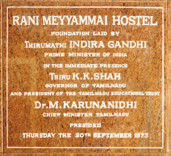 Rani Meyyammai Hostel foundation stone in campus